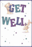 Bursting with cheer, this illustrated get well card offers a little scene of joy and comfort, reminiscent of the supportive community in Reigate. Two beloved friends-a bear with a rounded, plush form, and a puppy with endearing floppy ears-are captured mid-play, their mutual affection lighting up the bold 'Get Well' message they both support. Indigo and teal tones make the words stand out, echoing the dynamic heart of Reigate while soft blue and purple stars scatter above, twinkling their own tiny encouragements. The bear's fur and the puppy's silky ears are expertly rendered with such richness that you can almost imagine their gentle touch. Sending this card, perhaps paired with a hand-tied bouquet of fresh flowers from Flowers Reigate, is like offering a ray of hope on even the rainiest day-a caring gesture for friends or family on the mend in Reigate.